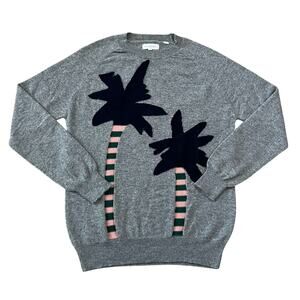 Chinti & Parker Cashmere Palm Tree Intarsia Sweater Gray Size Small